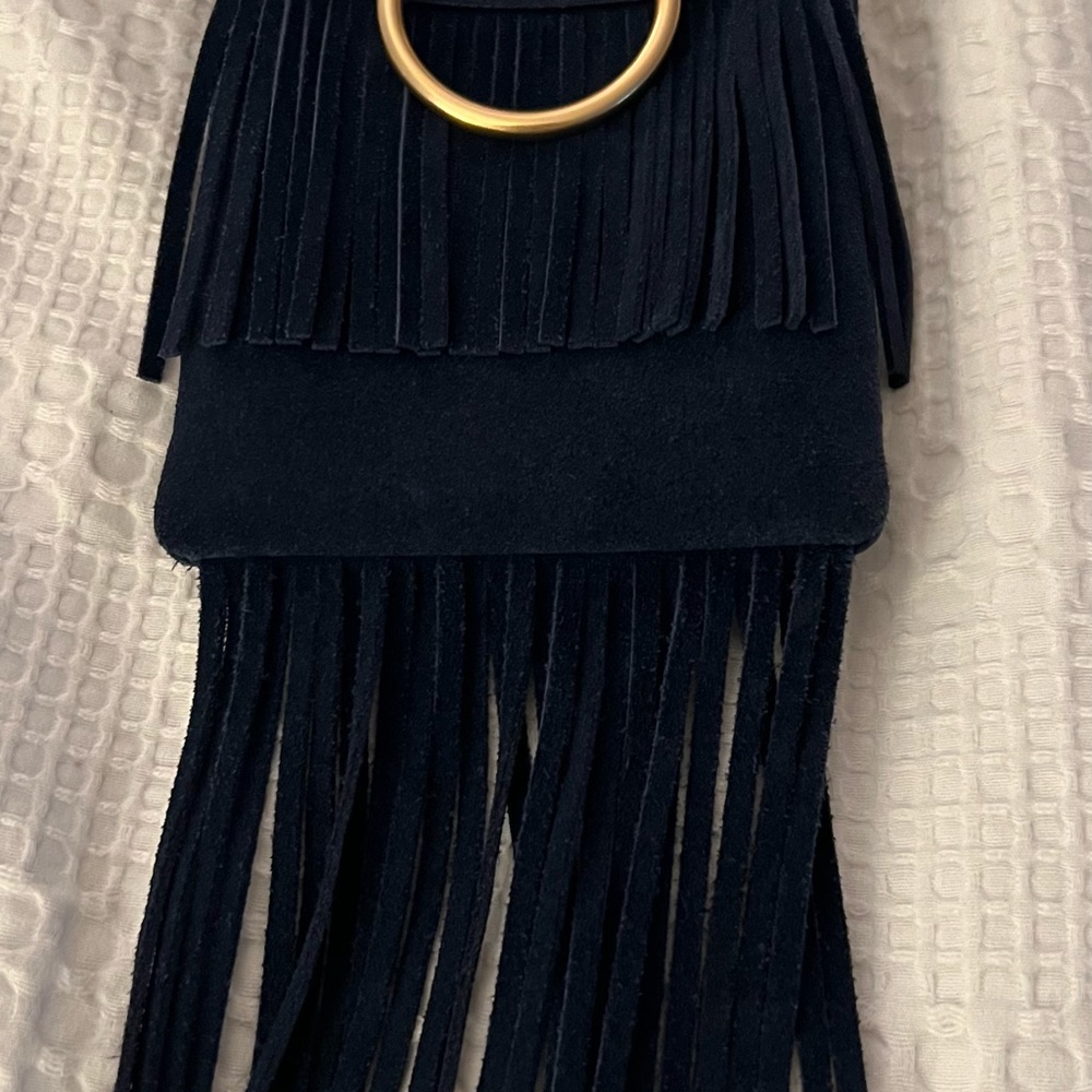 Tory Burch Farrah Navy Suede Phone Crossbody